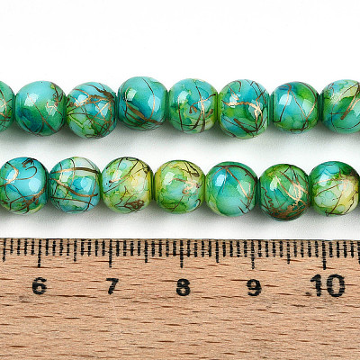 Baking Paint Glass Beads Strands DGLA-N003-8mm-B04-1