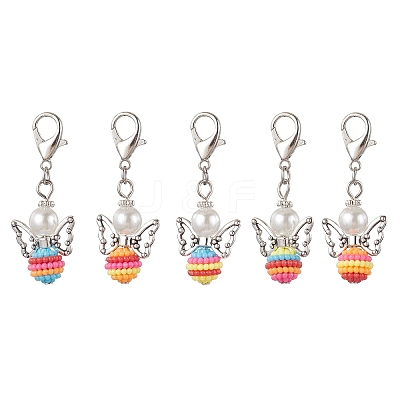 Colorful Angel Resin Pendant Decorations HJEW-JM01909-1
