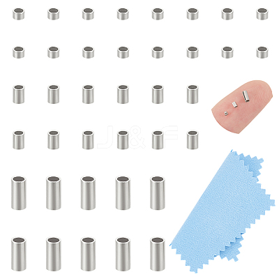 60Pcs 3 Styles Rhodium Plated 925 Sterling Silver Spacer Tube Beads STER-UN0001-26P-1