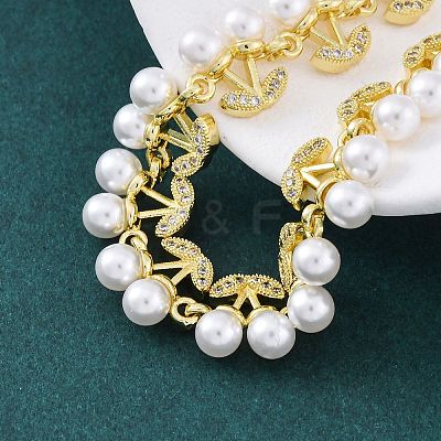 Cherry Brass Micro Pave Clear Cubic Zirconia Link Bracelets for Women BJEW-G740-02G-1