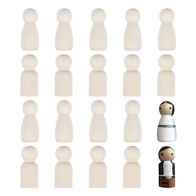 20Pcs 2 Styles Unfiished Wood Peg Dolls DJEW-BC0001-30-1