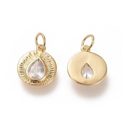Brass Micro Pave Cubic Zirconia Charms ZIRC-L091-066G-1