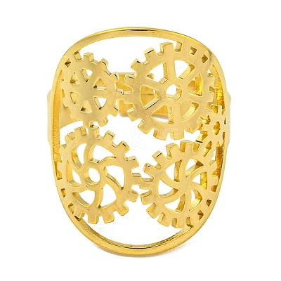 Ring with Gear 304 Stainless Steel Adjustable Rings LS-RJEW-G306-03G-1