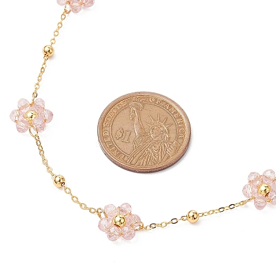 Flower Glass Beads Necklace NJEW-JN04937-1
