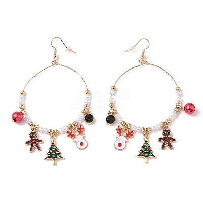 Christmas Theme Alloy Enamel Dangle Earrings LS-EJEW-B068-01G-01-1