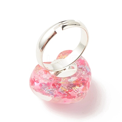 3D Resin Heart with Star Adjustable Ring RJEW-JR00457-1