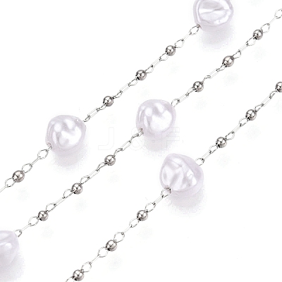 Handmade ABS Plastic Imitation Pearl Beads Chains CHS-T006-07P-1