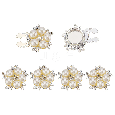 4Pcs Alloy Imitation Pearl Cufflinks BUTT-ME0001-03-1