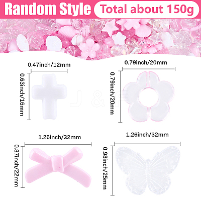 150G Transparent & Opaque Acrylic Beads TACR-SP0001-38A-1