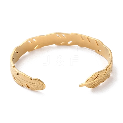 304 Stainless Steel Cuff Bangles for Women LS-BJEW-K263-05G-07-1