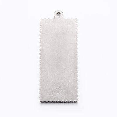 Tarnish Resistant 304 Stainless Steel Pendant Cabochon Settings STAS-E421-028P-1