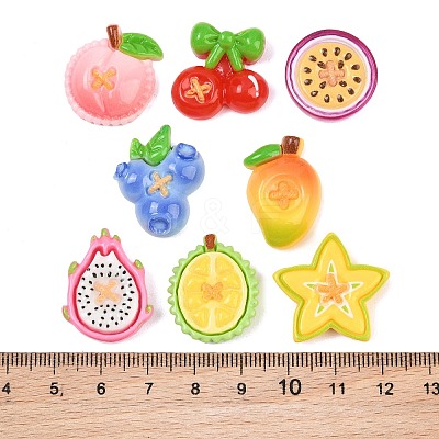 Opaque Resin Imitation Fruit Button Cabochons RE-CBA0A66-01-1