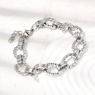 304 Stainless Steel Link Chain Bracelets for Women Men BJEW-L720-02P-1