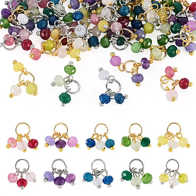 40Pcs 10 Styles Dyed Natural Malaysia Jade Pendants PALLOY-TA00391-1