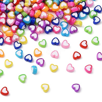 400Pcs 9 Colors Heart Acrylic Beads TACR-YW0001-94-1