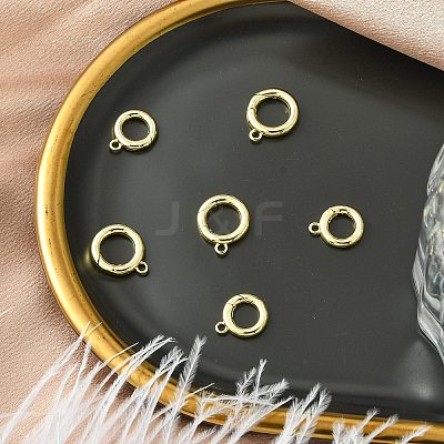 6Pcs 2 Styles Rack Plating Brass Spring Gate Clasps KK-CJ0002-61-1