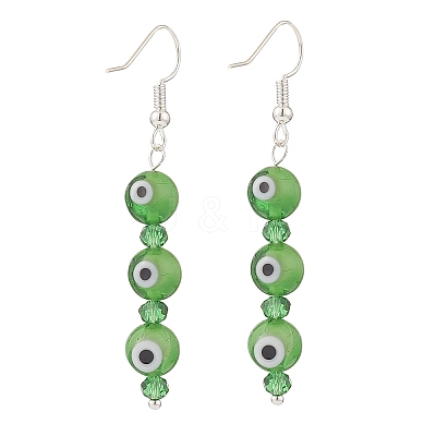 7 Pairs 7 Color Lampwork Evil Eye & Glass Beaded Dangle Earrings EJEW-JE05086-1