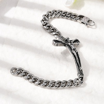 304 Stainless Steel Cuban Link Chains Bracelets BJEW-A092-05P-1
