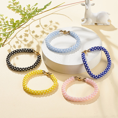 Glass Seed Crochet Beaded Bracelet BJEW-JB08083-1