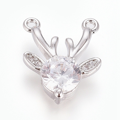 Christmas Brass Micro Pave Cubic Zirconia Pendants ZIRC-G166-03-1