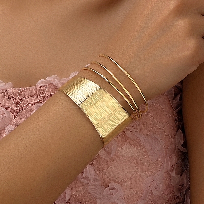 Alloy Open Cuff Bangles LS-BJEW-K272-01G-1