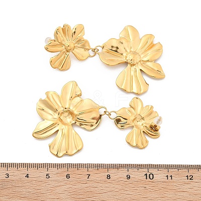 304 Stainless Steel Dangle Stud Earrings EJEW-D310-01G-1