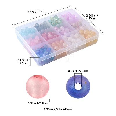 360Pcs 12 Colors Frosted Transparent Acrylic Beads OACR-FS0002-23-1