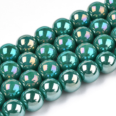 Electroplate Opaque Glass Beads Strands GLAA-T032-P8mm-AB12-1