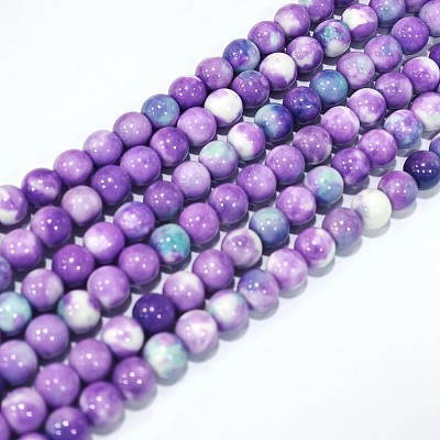 Synthetic Ocean White Jade Beads Strands G-L019-6mm-04-1