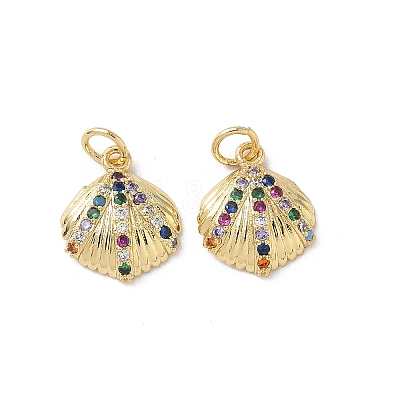 Brass Micro Pave Cubic Zirconia Charms KK-D502-26G-G-1