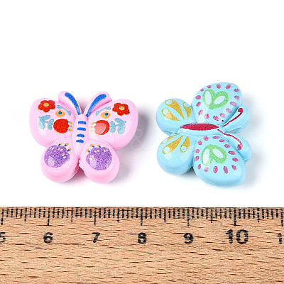 Baking Paint Printed Opaque Acrylic Beads MACR-N018-10-1