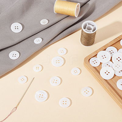 42Pcs 4 Styles 4-Hole Natural Shell Buttons SHEL-BBC0001-16-1