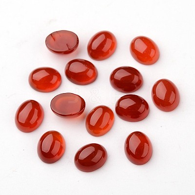 Grade A Natural Red Agate Oval Cabochons G-L394-11B-10x8mm-1
