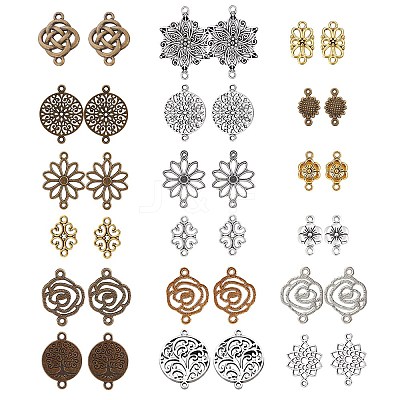 72Pcs 18 Styles Tibetan Style Alloy Connector Charms FIND-SC0003-34-1