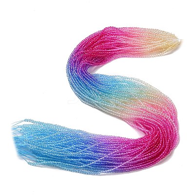 Transparent Gradient Color Glass Beads Strands GLAA-G101-2mm-11-1