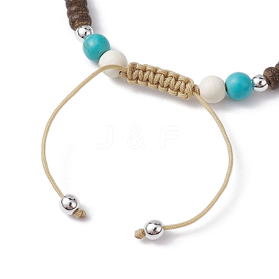 Starfish & Tortoise Synthetic Turquoise Braided Bead Bracelet BJEW-JB09967-02-1