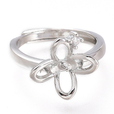 Adjustable Brass Finger Cup Peg Ring Settings ZIRC-I049-07-1
