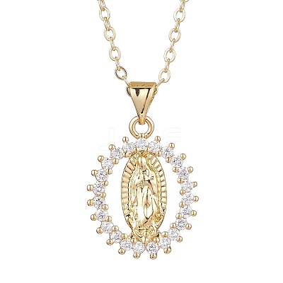 Brass Micro Pave Clear Cubic Zirconia Pendant Necklaces NJEW-JN04798-1