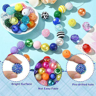 Round Opaque Acrylic Beads Kit OACR-CJC0002-05B-1