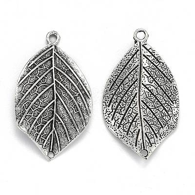Mixed Style Tibetan Style Alloy Leaf Pendants TIBEP-F040-01AS-1
