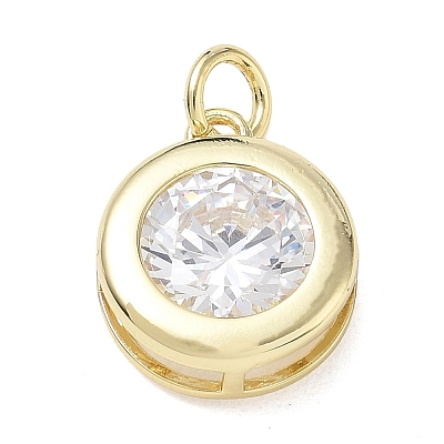 Brass Pave Clear Cubic Zirconia Pendants KK-CBA56EF-36C-G-1
