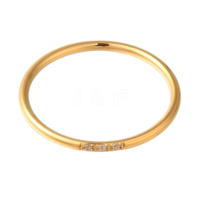 Ion Plating(IP) 304 Stainless Steel Micro Pave Clear Cubic Zirconia Finger Rings RJEW-B066-11G-1