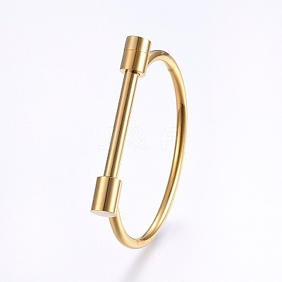 Ion Plating(IP) 304 Stainless Steel Bangles BJEW-P222-14G-1