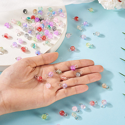 80Pcs 8 Style Transparent Acrylic Pendants PALLOY-TAC0201-1