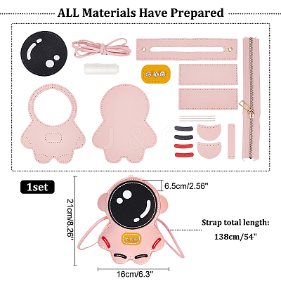 DIY Sew on PU Leather Astronaut Shaped Multi-Use Crossbody/Shoulder Bag/Backpack Making Kits DIY-WH0297-55A-1