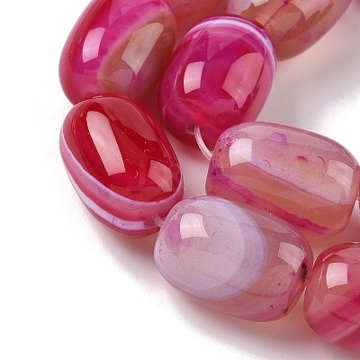 Natural Banded Agate/Striped Agate(Dyed & Heated) Beads Strands G-H324-01C-1