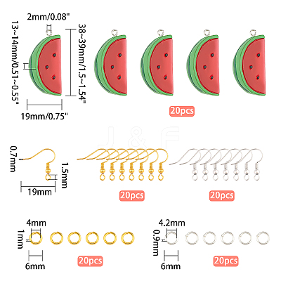 100Pcs DIY Watermelon Shape Dangle Earring Making Kits DIY-NB0005-30-1