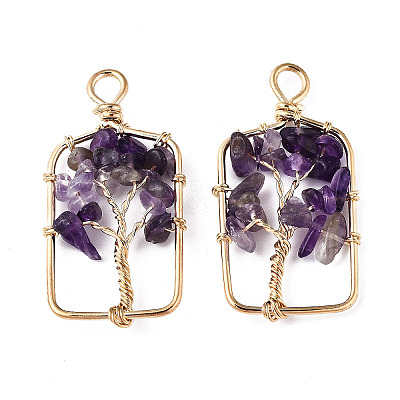 Natural Amethyst Pendants G-T131-93B-06-1