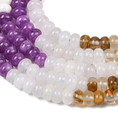 Watermelon Stone Glass & Natural Howlite & Polychrome Jasper & Dyed White Jade & White Jade Beads Strands G-Z135-C15-1