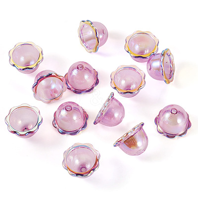 30Pcs UV Plating Acrylic Bead Caps PACR-TA0001-17B-1